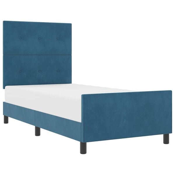 vidaXL Boxspringbett mit Kopfteil Dunkelblau 90 x 190 cm Samt