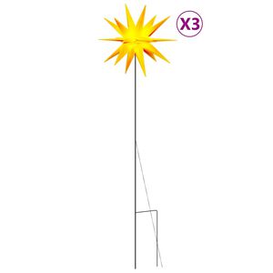 vidaXL LED-Weihnachtssterne 3 Stk. mit Erdspie&szlig;en Faltbar Gelb 35 cm