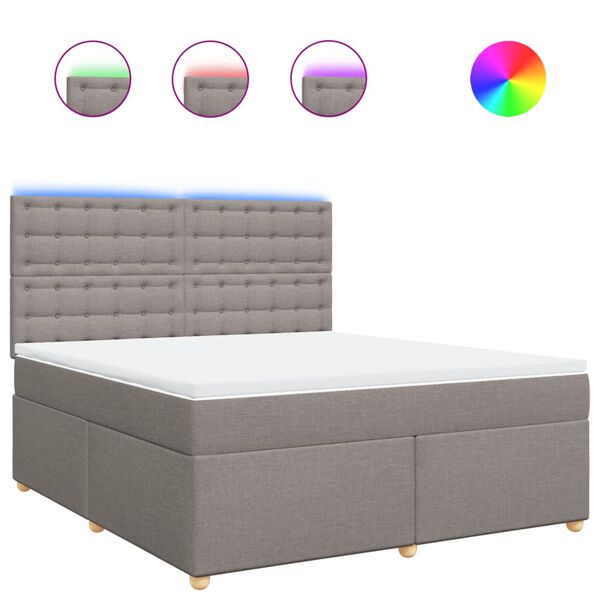 vidaXL Boxspringbett mit Matratze Taupe 180x200 cm Stoff