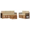 vidaXL Outdoor-Sofagarnitur 6 stk. Natur und Beige Massivholz Akazie