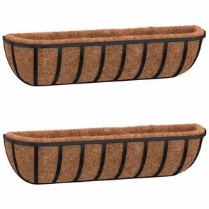 vidaXL Wand-Pflanzk&ouml;rbe 2 Stk. Kokoseinlage Schwarz 61x19x16 cm Stahl