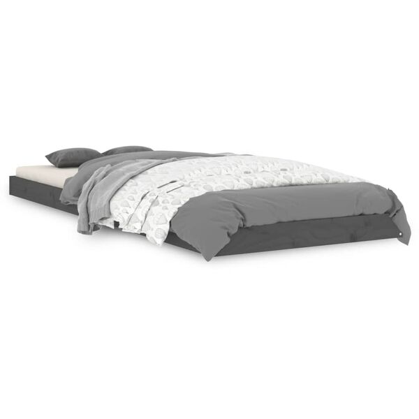 vidaXL Massivholzbett Grau 75x190 cm Kiefer