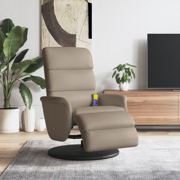 vidaXL Massagesessel mit Fu&szlig;teil Cappuccino-Braun Kunstleder