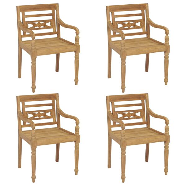 vidaXL Batavia-St&uuml;hle mit Kissen 4 Stk. Massivholz Teak