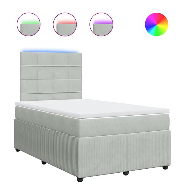 vidaXL Boxspringbett mit Matratze Hellgrau 120x200 cm Samt