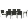 vidaXL Garten Essgruppe mit Kissen 9 pcs Schwarz Poly-Rattan