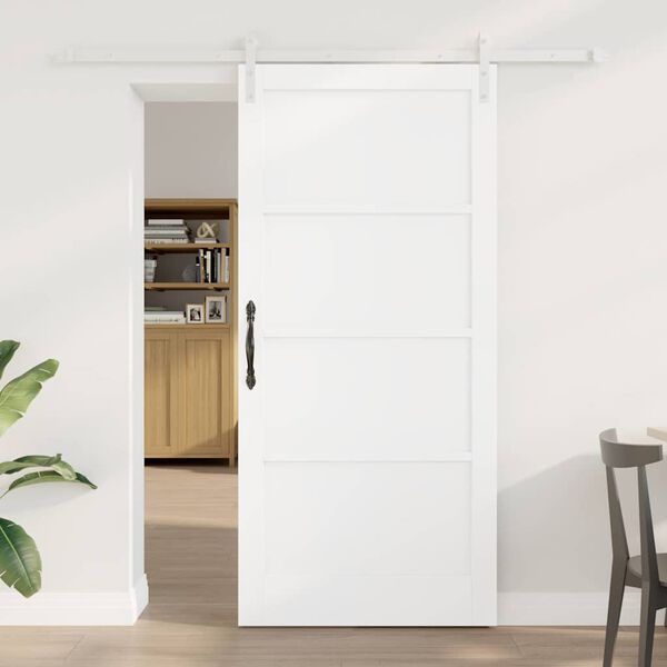 vidaXL Schiebet&uuml;r Wei&szlig; 93 x 202 cm Massives Kiefernholz
