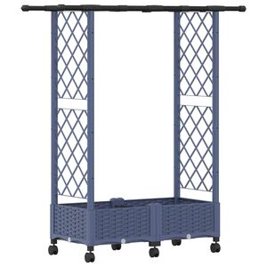 vidaXL Hochbeet mit Rankgitter und Dach Grau 122,5 x 40 x 127 cm PP
