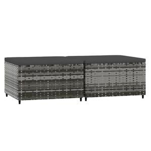 vidaXL Gartenhocker mit Kissen 2 Stk. Grau Poly Rattan