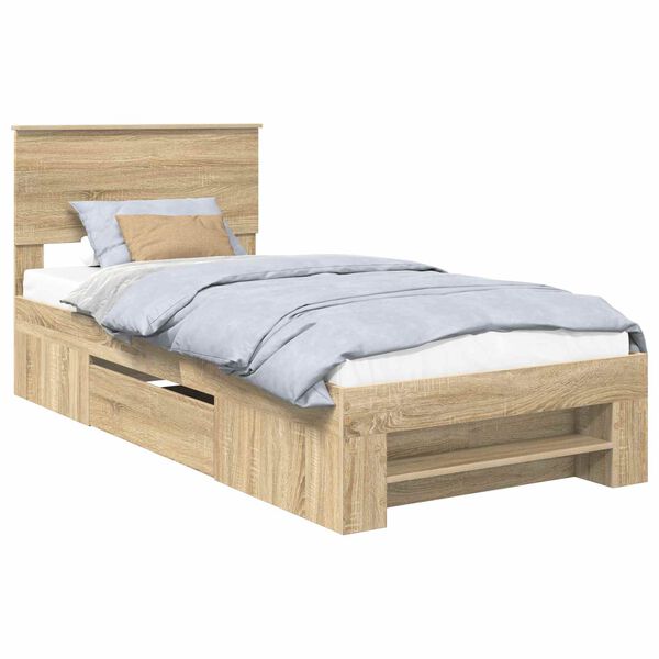 vidaXL Bettrahmen mit Kopfteil Sonoma-Eiche 80 x 200 cm Holzwerkstoff