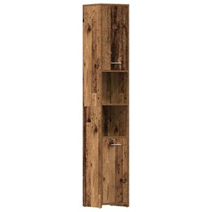 vidaXL Badschrank Altholz-Optik 30x30x183,5 cm Holzwerkstoff
