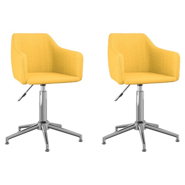 vidaXL Esszimmerst&uuml;hle 2 Stk. Drehbar Gelb Stoff