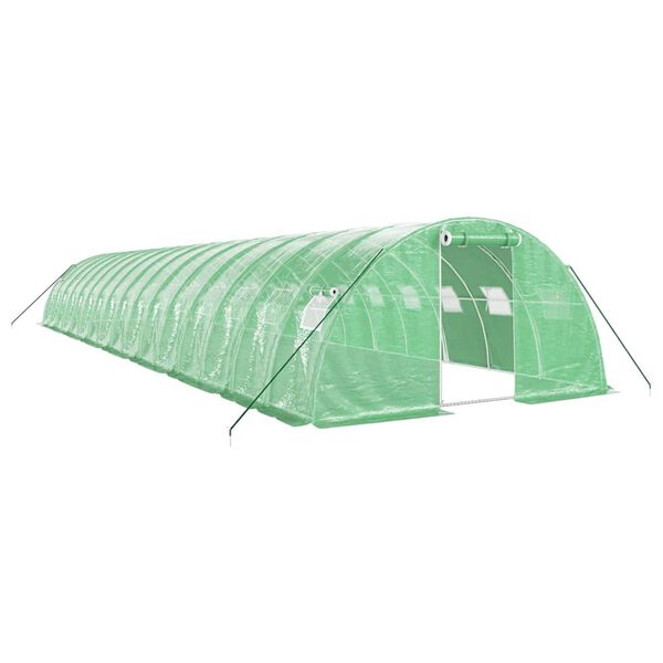vidaXL Gew&auml;chshaus mit Stahlrahmen Gr&uuml;n 64 m&sup2; 16x4x2 m