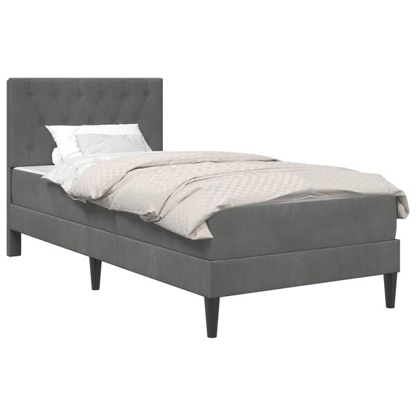 vidaXL Bettgestell mit Matratze Dunkelgrau 90 x 190 cm Samt
