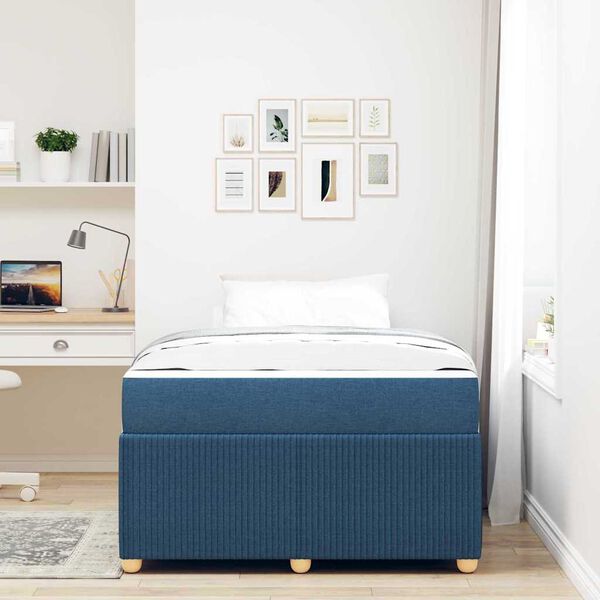 vidaXL Bettrahmen mit Matratze Blau 120 x 200 cm Stoff