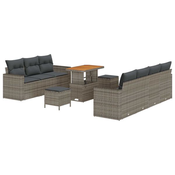 vidaXL Gartensofa-set mit Kissen 10 pcs Grau Poly-Rattan