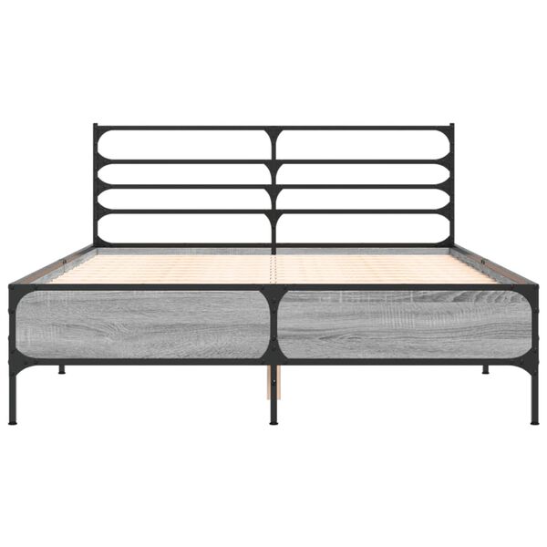 vidaXL Bettgestell Grau Sonoma 120x200 cm Holzwerkstoff und Metall