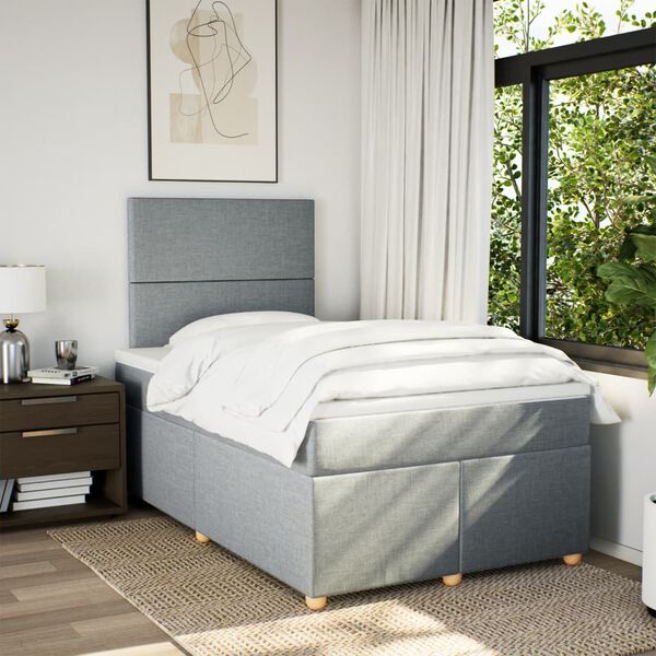 vidaXL Boxspringbett mit Matratze Hellgrau 120x190 cm Stoff