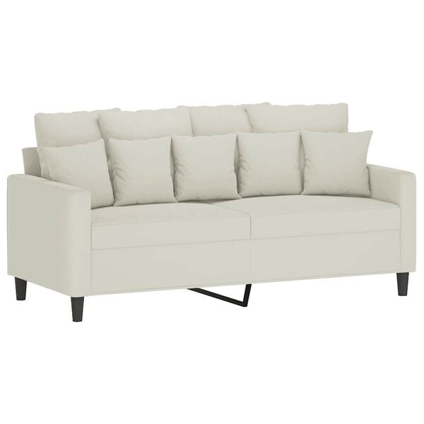 vidaXL 2-tlg. Sofagarnitur mit Kissen Creme Samt