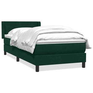 vidaXL Boxspringbett mit Matratze Dunkelgr&uuml;n 80x220 cm Samt