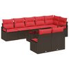 vidaXL Gartensofa-set 9 Stk. Braun und Rot Poly-Rattan