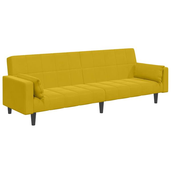 vidaXL Schlafsofa 2-Sitzer mit Fu&szlig;hocker Gelb Samt