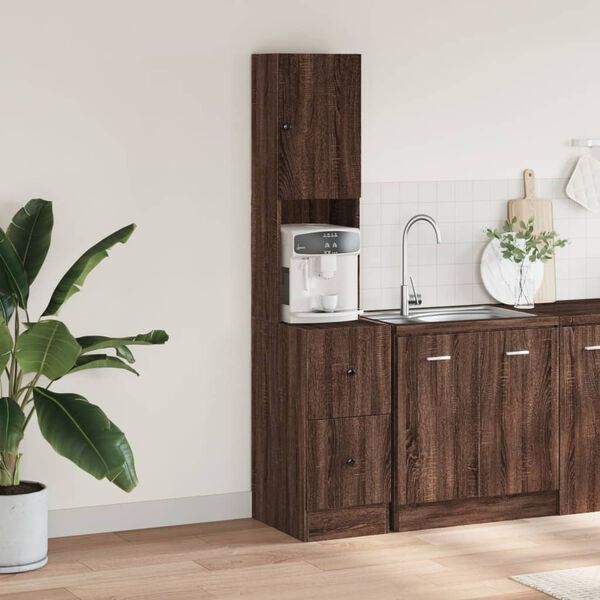 vidaXL K&uuml;chenschrank Braun Eichen-Optik 35x50x180 cm Holzwerkstoff