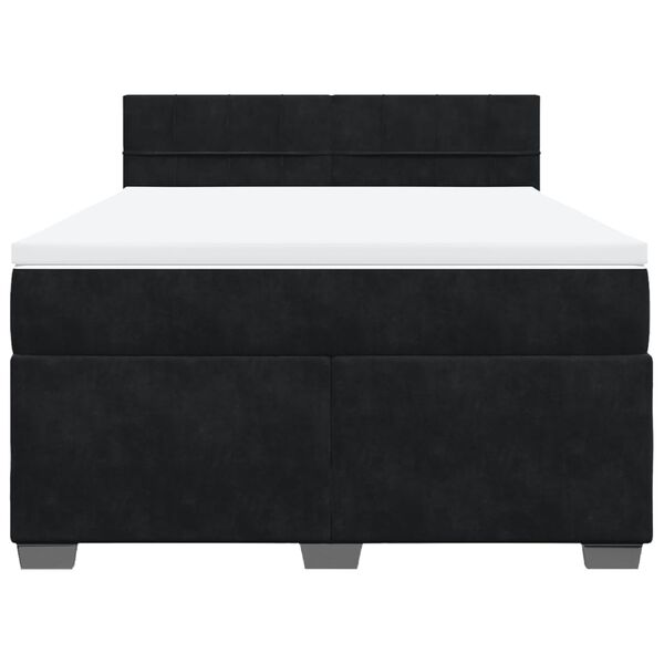 vidaXL Boxspringbett mit Matratze Schwarz 160x200 cm Samt