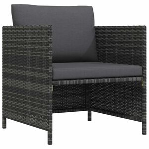 vidaXL Gartensofa mit Kissen Grau Poly Rattan
