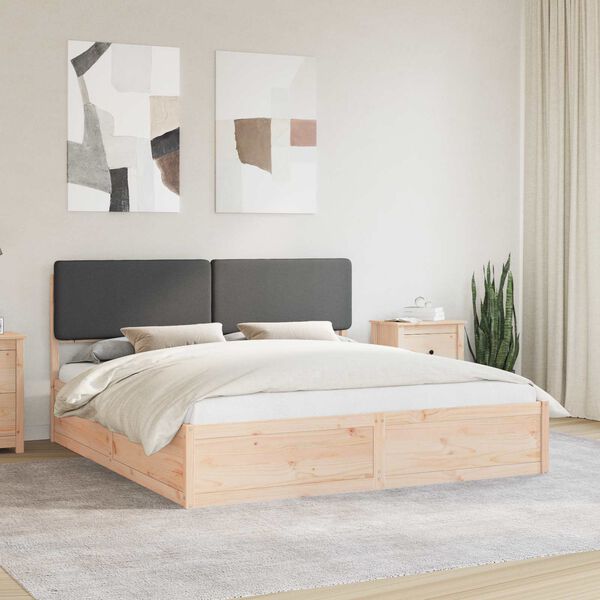 vidaXL Bettgestell mit gepolstertem Kopfteil Dunkelgrau 200 x 200 cm