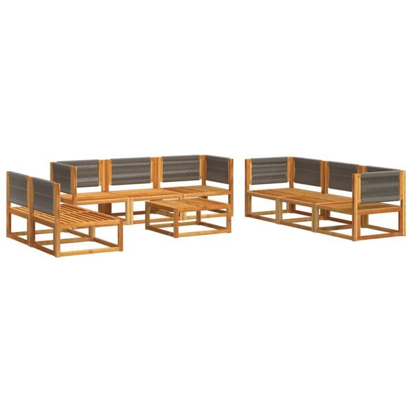 vidaXL 9-tlg. Gartensofa-Set mit Kissen Holz Akazie & Seil