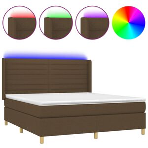 vidaXL Boxspringbett mit Matratze & LED Dunkelbraun 160x200 cm Stoff