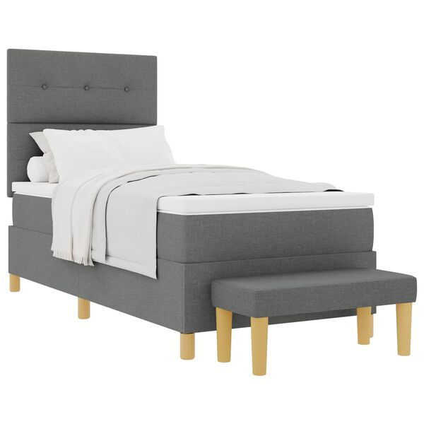 vidaXL Boxspringbett mit Matratze Dunkelgrau 90 x 200 cm Stoff