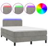 vidaXL Boxspringbett mit Matratze & LED Hellgrau 120x200 cm Samt