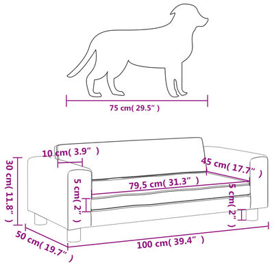 vidaXL Hundebett mit Verlängerung Creme 100x50x30 cm Kunstleder