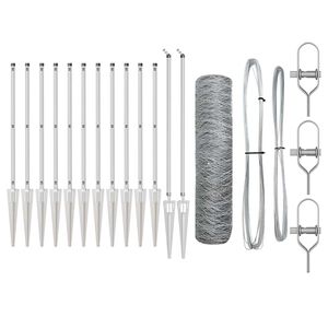 vidaXL Sechseckzaun mit Pfosten 10 x 1 m Verzinkter Stahl Silber Netz