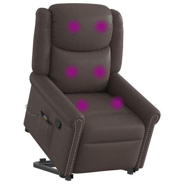 vidaXL Stehsessel Massage Gl&auml;nzendes Braun Kunstleder