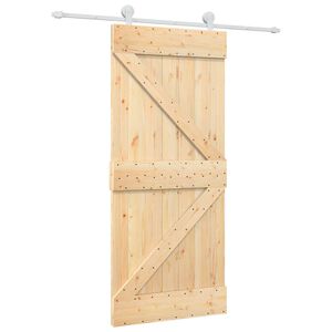 vidaXL Schiebet&uuml;r Nat&uuml;rlich und Wei&szlig; 90 x 210 cm Massives Kiefernholz