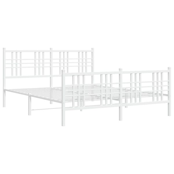 vidaXL Bettgestell mit Kopf- und Fu&szlig;teil Metall Wei&szlig; 160x200 cm