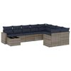 vidaXL 10-tlg. Garten-Sofagarnitur mit Kissen Grau Poly Rattan