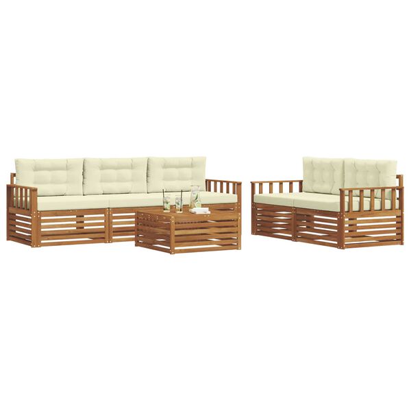 vidaXL Outdoor-Sofagarnitur mit Kissen 6 pcs Natur und Creme