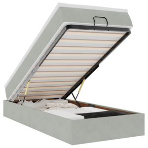 vidaXL Ottoman-Bett mit Matratze Hellgrau 100x200 cm Samt