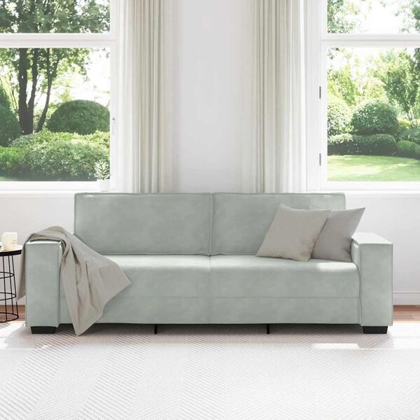 vidaXL 3-Sitzer-Sofa Hellgrau 220x78x84 cm Samt