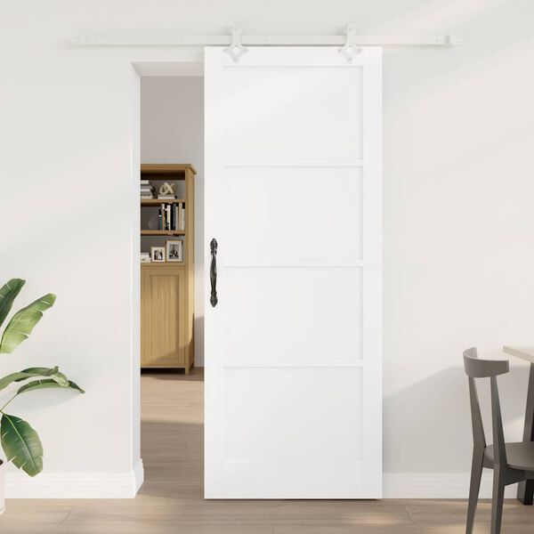 vidaXL Schiebet&uuml;r Wei&szlig; 83 x 211 cm Massives Kiefernholz
