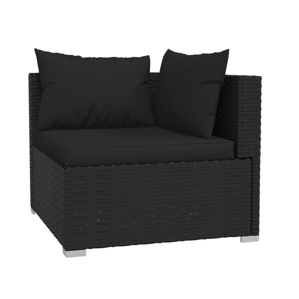 vidaXL 10-tlg. Garten-Lounge-Set mit Kissen Poly Rattan Schwarz