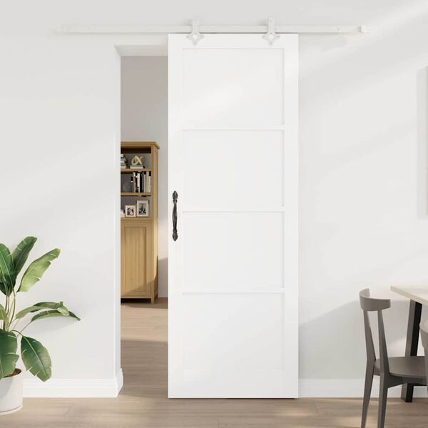 vidaXL Schiebet&uuml;r Wei&szlig; 83 x 232 cm Massives Kiefernholz