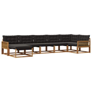 vidaXL Outdoor-Sofagarnitur 7 stk. Natur und Schwarz Massivholz Akazie