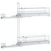 vidaXL K&uuml;chen-Drahtkorb 2-stufig Ausziehbar Silbern 47x12x56 cm