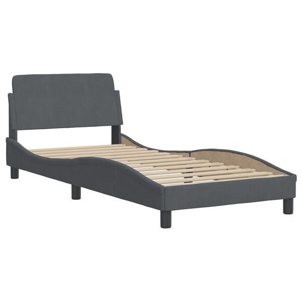 vidaXL Bett mit Matratze "Hanko" Dunkelgrau 80x200 cm Samt