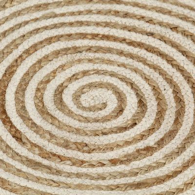 vidaXL Teppich Handgefertigt Jute mit Spiralen-Design Weiß 120 cm